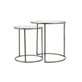 SIDETABLE GLASS-VINTAGE TIN     - CAFE, SIDETABLES